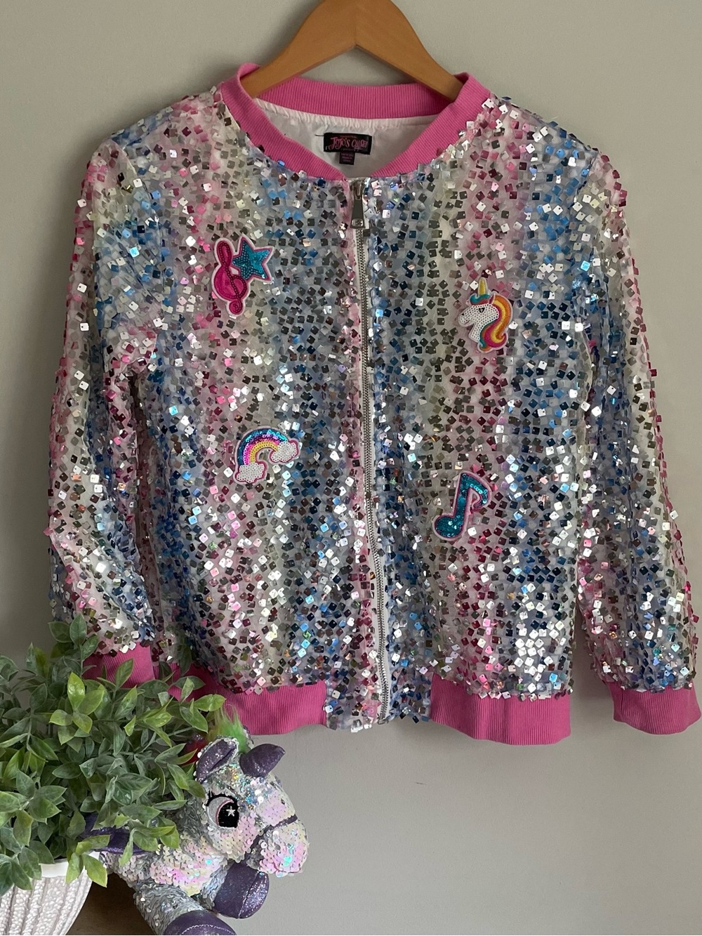 JoJo Siwa Pink and Silver Sequin Zip Jacket